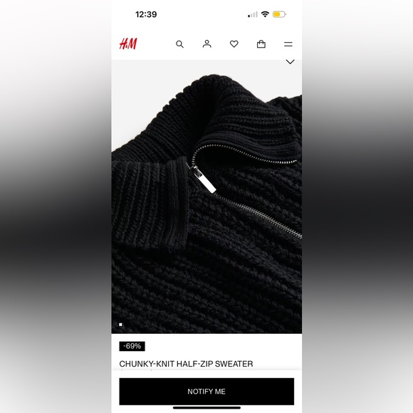 H&M Black Chunky Knit Half-Zip Sweater Size XS - Picture 6 of 11